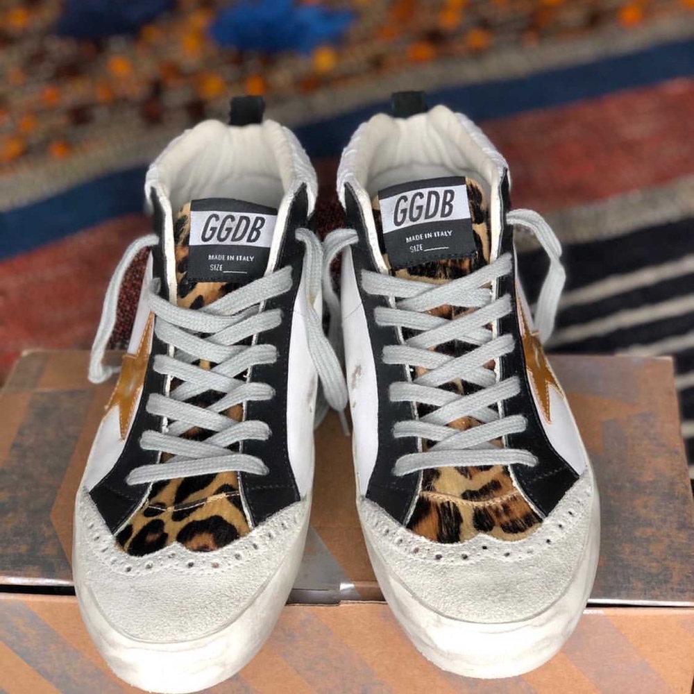 NIB Golden Goose Midstars Leopard Tongue Lace 37/7 - Picture 2 of 6